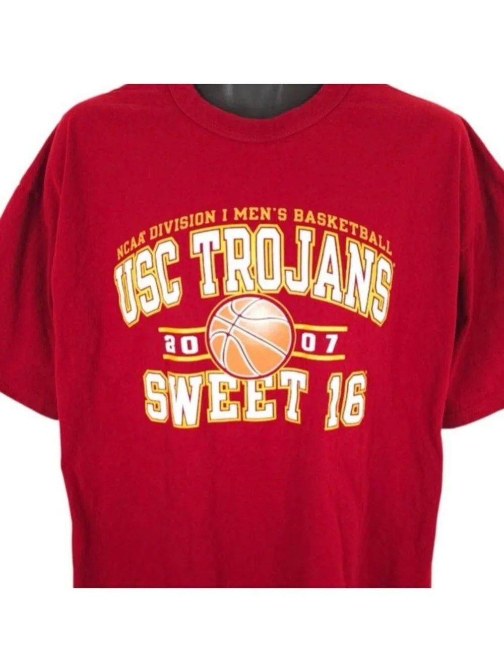 Vintage USC Trojans T Shirt Mens Size XL Red Y2K NCAA University Basketball
